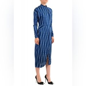 Hugo Boss Blue Diamond Pattern Long Sleeve Dress
